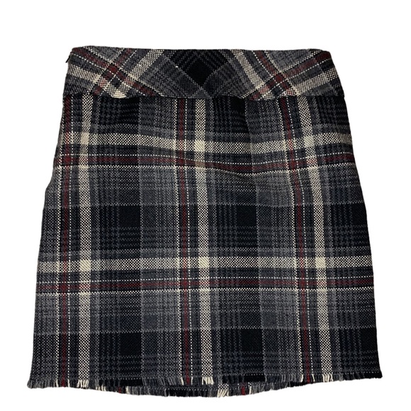 Eddie Bauer Women’s Plaid Fringed Wool Blend Skirt - Picture 1 of 6